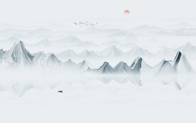 水墨山水画背景墙