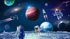 星空星球太空人背景墙