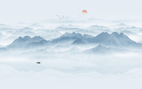 新中式山水画背景墙