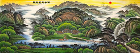 聚宝盆山水画