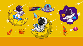 卡通太空人宇航员星球儿童房