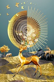 玄关发财鹿装饰画