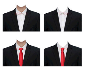 男款红领带西装衣服素材psd