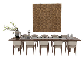 中式长茶桌3d模型