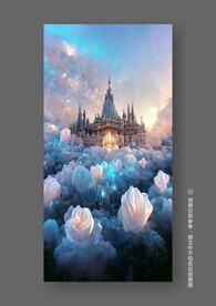 唯美梦幻玫瑰城堡儿童房装饰画