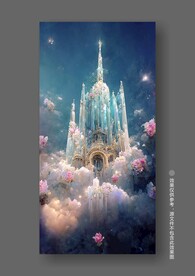 唯美粉色玫瑰城堡儿童房装饰画