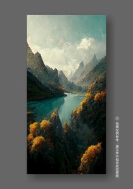 新中式写实山水风景玄关装饰画