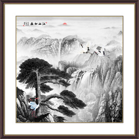 迎客松水墨画