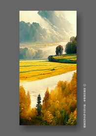 北欧黄色田园风光丰收玄关装饰画