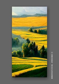 北欧小麦秋色田园风光风景玄关装