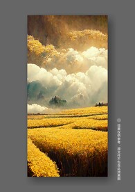 北欧小麦秋色田园风光风景装饰画