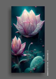 复古禅意荷花玄关客厅装饰画