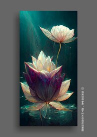 现代抽象立体荷花客厅玄关装饰画