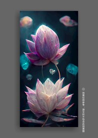 现代抽象立体荷花客厅玄关装饰画