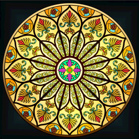 高清分层圆形教堂天花打印图