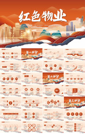 中国风红色物业年终总结PPT