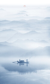 竖幅水墨画