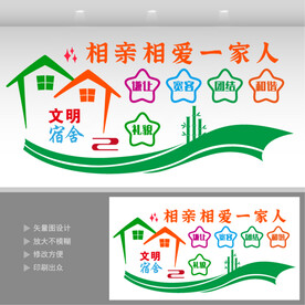 文明宿舍文化墙  