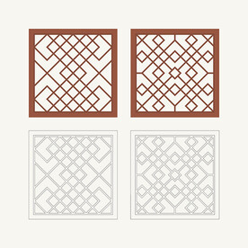 正方形窗花格 花窗 中式图案