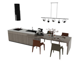 水吧台桌椅3d模型