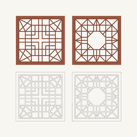 正方形窗花格 花窗 中式图案