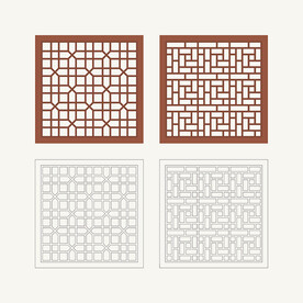 正方形窗花格 花窗 中式图案