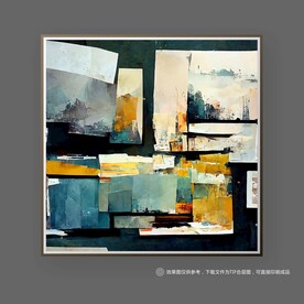 现代风蓝色纹理抽象艺术北欧挂画