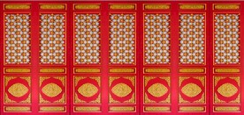 中式古典门窗电视背景墙