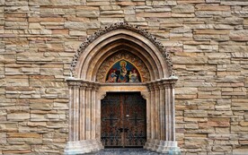 3D欧洲拱门建筑背景墙