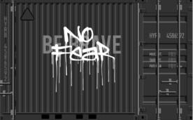 集装箱休闲服服装店背景墙壁画