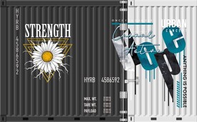 集装箱休闲服服装店背景墙壁画