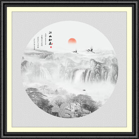 圆形水墨画