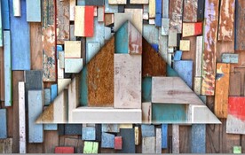 抽象几何彩色木块电视背景墙