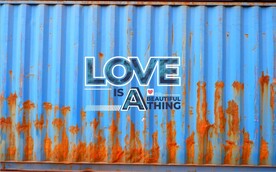 复古集装箱爱情宣言背景墙壁画