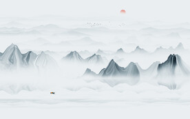 水墨山水画背景墙