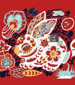 红色民族花兔子