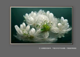 白色唯美抽象立体花朵装饰画