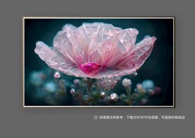 现代立体粉色花朵水晶花装饰画