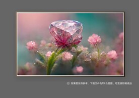 现代立体粉色花朵水晶花装饰画