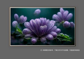 紫色唯美抽象立体花朵玄关装饰画