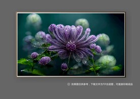 紫色唯美抽象立体花朵玄关装饰画