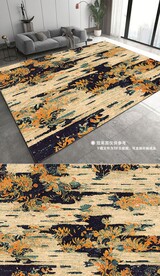 复古美式轻奢抽象花纹地垫地毯 