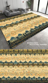 复古美式轻奢抽象花纹地垫地毯