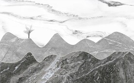 灰白根大理石背景墙 山水画