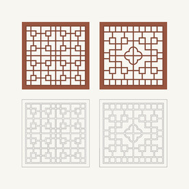 正方形窗花格 花窗 中式图案