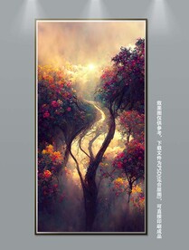 梦幻紫色丛林风景玄关装饰画