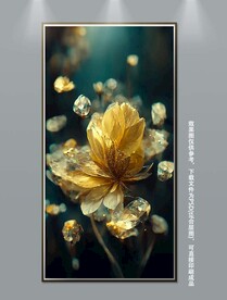 现代轻奢立体花朵玄关装饰画