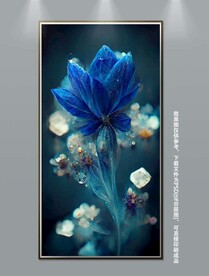 现代立体花朵水晶花玄关装饰画