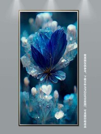 现代立体花朵水晶花玄关装饰画