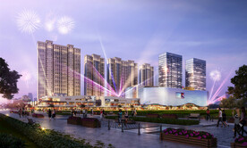 商业综合体黄昏夜景效果图